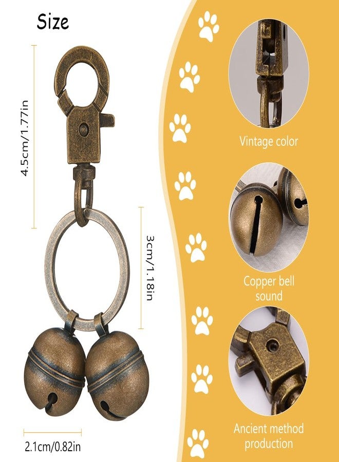 Qpets طوق كلب قابل للتعديل من كيو بيتس® مع جرس أمان، هدية عيد ميلاد أنيقة للحيوانات الأليفة، إكسسوار معدني نحاسي عتيق للحيوانات الأليفة مع مشبك سريع الفتح وسلسلة مفاتيح مضادة للضياع للكلاب - Image 2